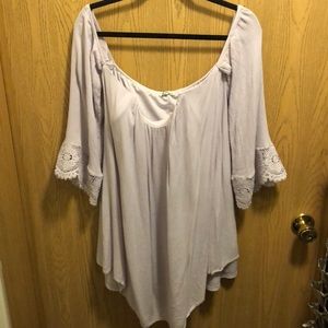 light purple off the shoulder dress